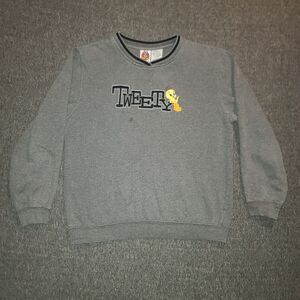 Vintage Tweety Bird Crewneck Warner Bros Looney Tunes‎ Size Small Gray Y2K 2001